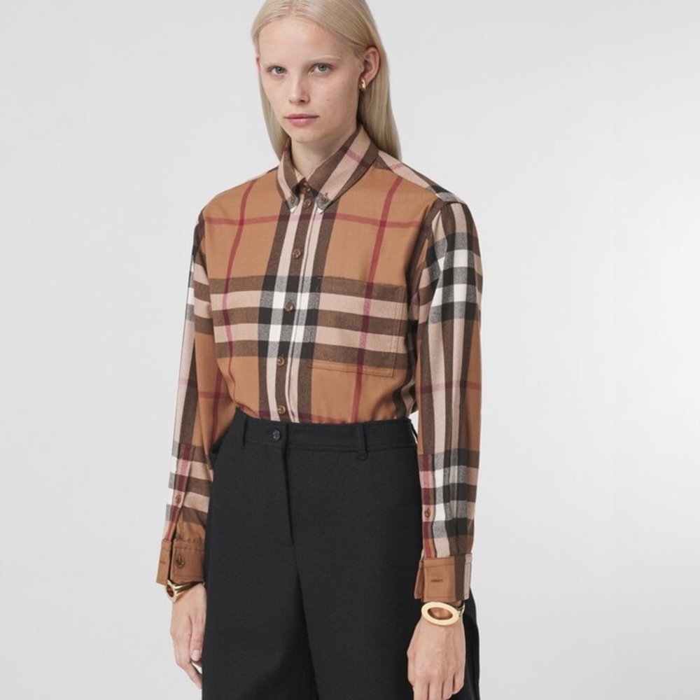 BURBERRY Check Wool Oversized Shirt